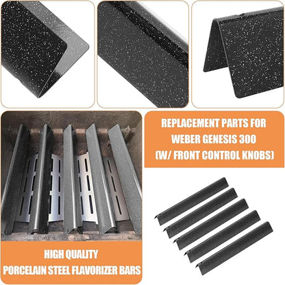 Grill Parts for Weber Genesis Parts Replacement, Fits Weber Genesis 300 Series with Front Control Knobs, for Weber Flavorizer Bars 7620 7621, Grate 7524 7528, Fits Weber Heat Deflector 7622 62756