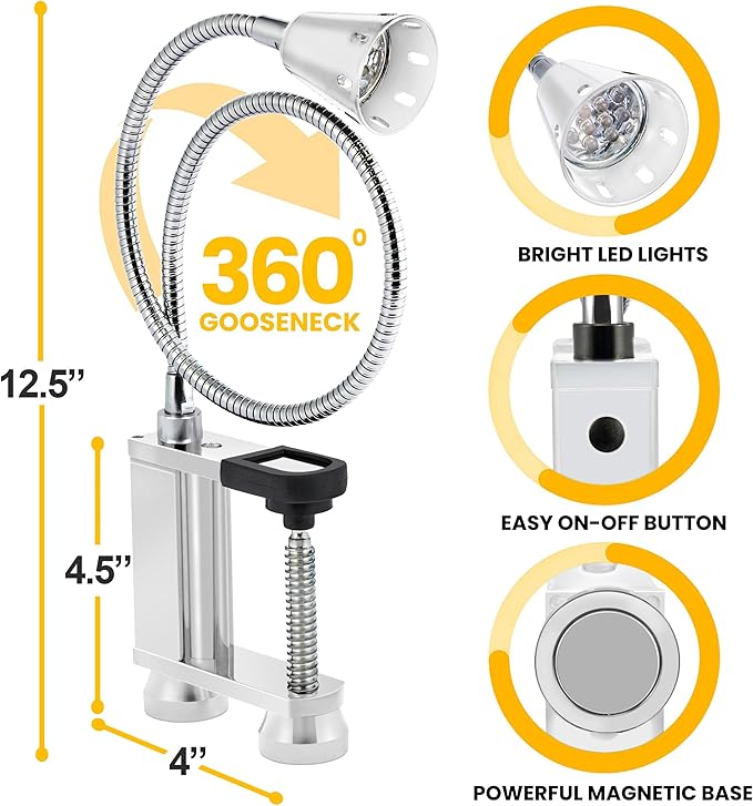 BBQ Grill Lights Magnetic Base Super-Bright LED Lights-360 Degree Flexible Gooseneck, Weather Resistant, Task Lighting Barbecue Grilling Gifts for Men Dad Husband (Silver, 2 Pack)
