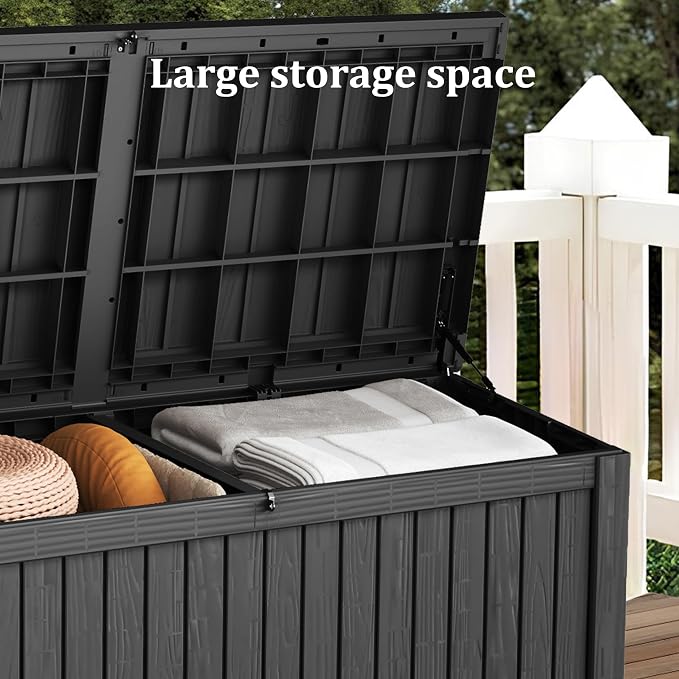 Outdoor Storage Box, 180 Gallon Waterproof Deck Box, Piston-Lift Tall Standing - Image 6
