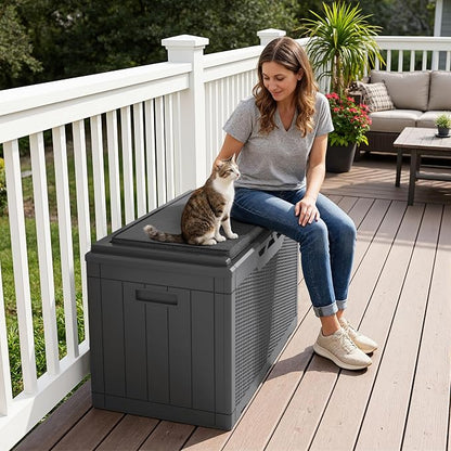 Greesum 100 Gallon Resin Deck Box Large Outdoor Storage Boxes - Image 6