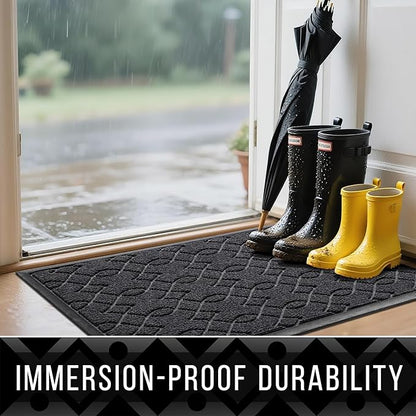 Yimobra Extra Large Door Mat 60x36, All-Season Waterproof Doormat Outdoor Entrance, Heavy Duty Non-Slip Outside Door Mat for Garage Patio Proch Entryway Indoor, Easy Clean, Black Gray