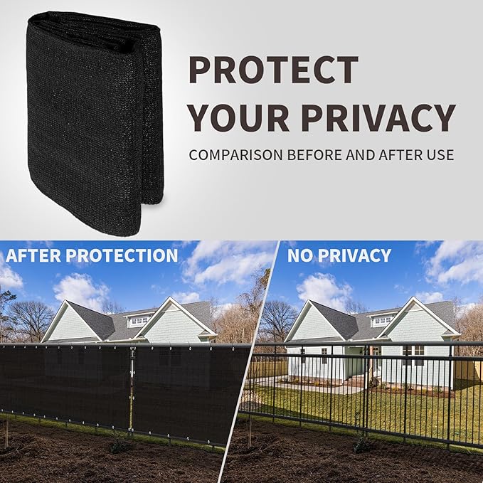 LOVE STORY Custom Size 2'6''x16' Black Balcony Privacy Screen,UV Block Privacy Fence Screen,90% Shield for Outdoor Pool Garden Apartment Railing