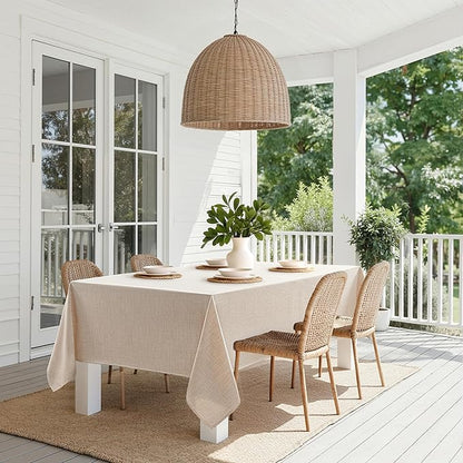 MIULEE Ivory Linen Polyester Tablecloth 60x84 Inch Spring Rectangle Table Cloth Waterproof,Stain Resistant & Wrinkle Resistant for Dining Party Wedding