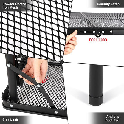 RedSwing Folding Grill Table with Extension Space, Adjustable Height Portable Large Stand Camp Table for Outdoor Indoor Camping Picnic BBQ, Black with Side Panels