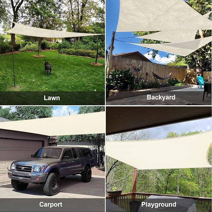 Sun Shade Sail 8' x 10' Butter Cream Rectangle Outdoor Canopy Cover | Outdoor - Image 8