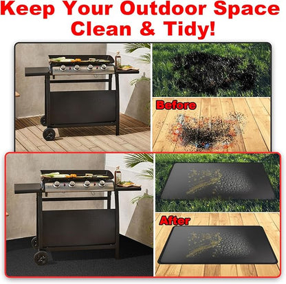 Under Grill Mats for Outdoor Grill – 60 x 40 Inch Fireproof Deck & Patio Protector, Heat Resistant BBQ Mat, Waterproof & Oil-Proof for Gas, Charcoal Grill, Smoker, Fire Pit