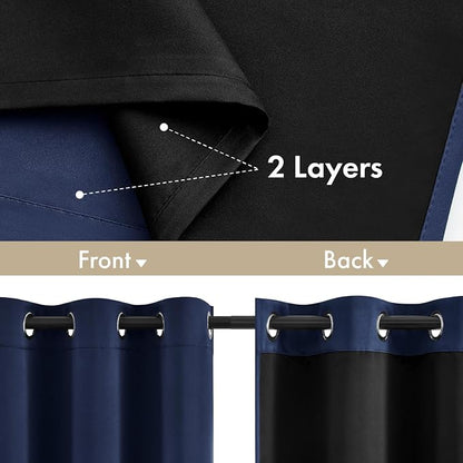 MIULEE Navy Blue 100% Blackout Curtains - Image 3