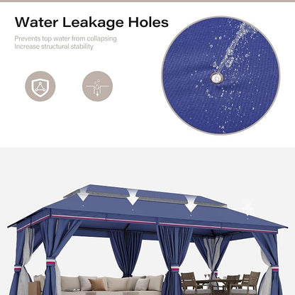10'x12' Outdoor Gazebo, Metal Frame Heavy Duty Patio Canopy Tent Shelter - Image 5