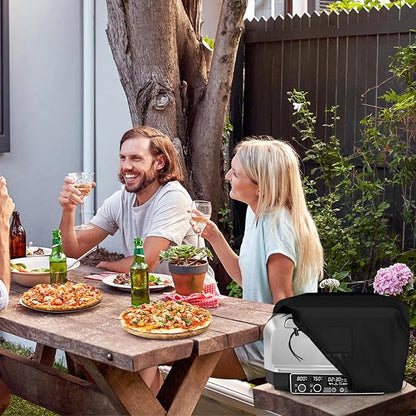Waterproof Cover for Ninja Pizza Oven MO201, Tabletop Pizza Oven Covers, Tear Resistant, Windproof with Bottom Drawstrings, Fully Covered with Heavy-Duty 600D PU Oxford Cloth (Cover Only)
