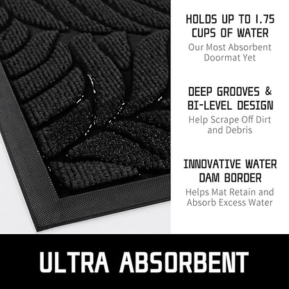 Yimobra 47x32 Large Door Mat Outdoor Indoor, All-Season Waterproof Door Mat Outside Entrance, All-Weather Non-Slip Outside Doormat for Garage Patio Entryway, Black