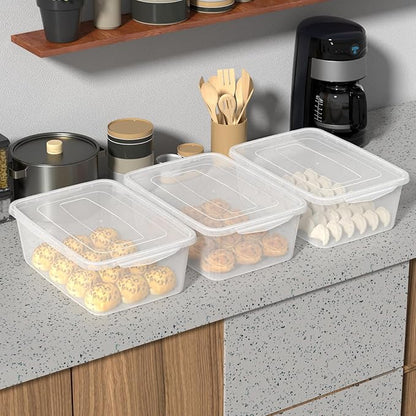 14 Quart Plastic Storage Box, Clear Dough Rising Box with Lid, Pizza Dough Proofing Containers, 4 Packs