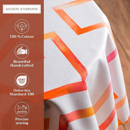 Maison d' Hermine Table Cloth Round Table 100% Cotton 63 Inches Tablecloth Reusable Decorative Everyday Use for Dining Room, Farmhouse, Home, Party, Festive & Wedding Spring Summer - Summer Maze