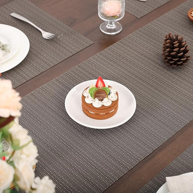 Myir JUN Table Runner, Vinyl Table Runner Indoor Arbitrarily Cropped Runner for Table Heatproof for Home Party (Dark Gray, 12 x 94 inch)
