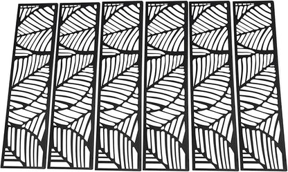 Metal Outdoor Divider 71x40'' Privacy Screens 6 Panels Privacy Fence with Leaf Pattern, Freestanding Decorative Privacy Screen for Patio Balcony Deck Garden Backyard (Model A)