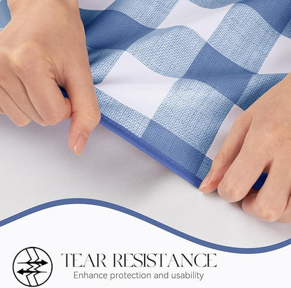 MOSAYT Rectangle Vinyl Tablecloth, 100% Waterproof Buffalo Gingham Plastic Table Cloth, Heavy Duty Wipeable Table Covers for Picnic, Outdoor, Camping - 54 x 54, Blue