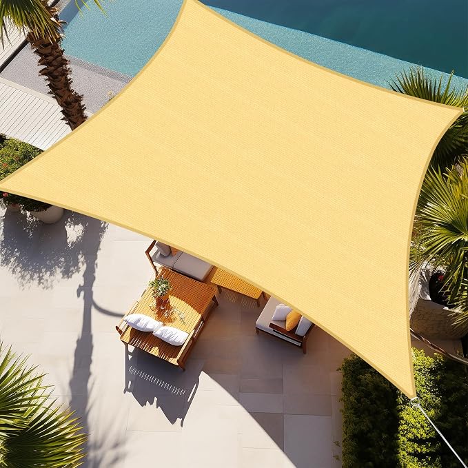 Shade&Beyond Rectangle Sun Shade Sail 20'X26' Permeable Canopy Sand by ShadeBeyond