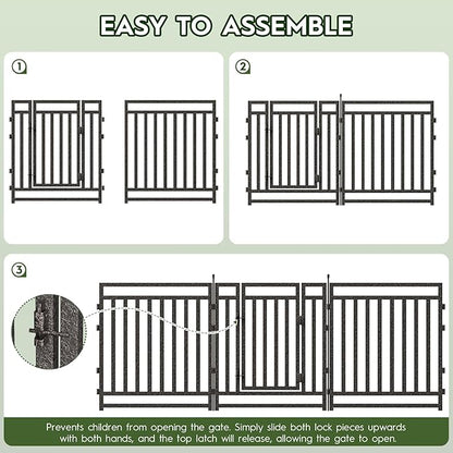 Garden Fence 40in (H) x 72ft (L), 28 Panels + 4 Gates, Durable Outdoor Yard Barrier, Secure Garden Fencing Weather-Resistant Fence Ideal for Pets, Privacy & Decoration, Black Silver