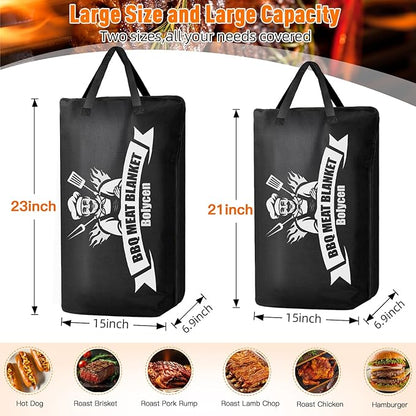 Upgraded BBQ Blanket for Resting Meat,Smoker Accessories Brisket Blanket, Insulated Meat Resting Bag with Wide Mouth for Steaks/Pork Shoulders/Turkeys, BBQ Accessories Grilling Gifts for Men (23inch)