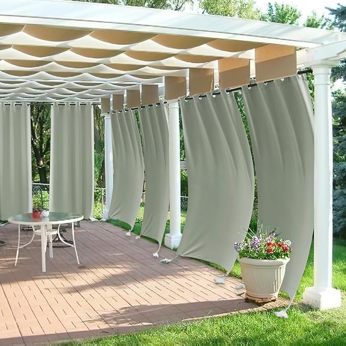 RYB HOME Outdoor Curtains for Patio Waterproof, Windproof - Image 3