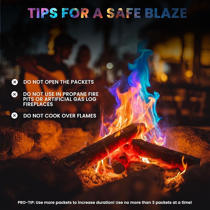 Magical Flames Fire Color Packets (Ultimate 25 Pack), Vibrant Multi-Color Fire for Fire Pits, Campfires, Bonfires & Fireplaces - Camping Essentials & Outdoor Party Accessories