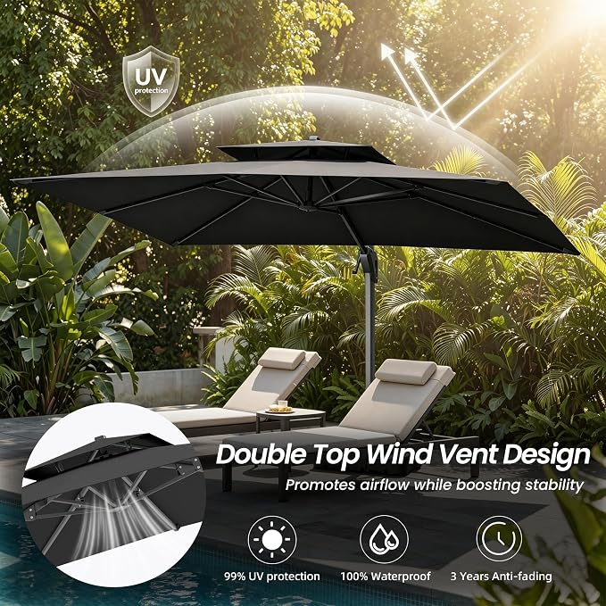 10 X 13 FT Cantilever Patio Outdoor Umbrella - Image 8