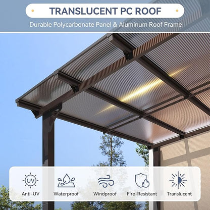 10' x 20' Lean to Gazebo Pergola, Hardtop Gazebo Metal Large Galvanized Steel - Image 3
