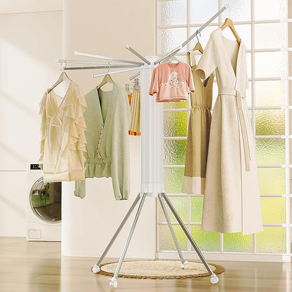 JOOM 4 Legs Single Layer Clothes Drying Rack, Garment Rack Portable and Foldable Space Saving Laundry Drying Rack - Drying Rack Clothing Floor Folding Balcony Bedroom Household Aluminum