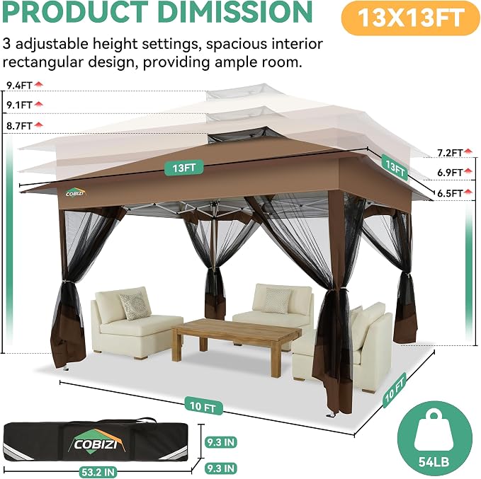 COBIZI 13x13 Pop up Gazebo on Clearance - Image 3