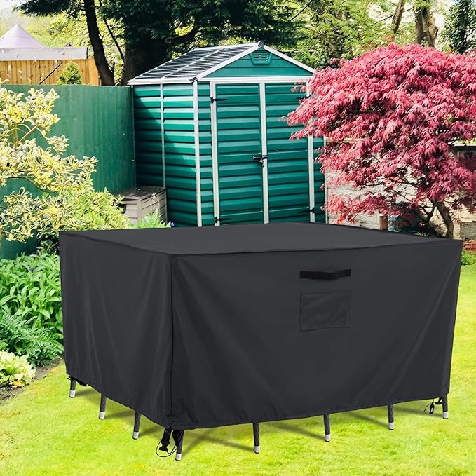 Tempera Patio Furniture Cover, Outdoor Table Covers Waterproof Square, Heavy Duty Deck Furniture Covers for Winter, 64''L x 64''W x 27.8''H,Grey