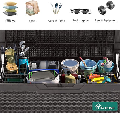 YITAHOME 100 Gallon Large Resin Deck Box Outdoor Storage Boxes - Image 5