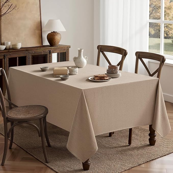 MIULEE Brown Linen Polyester Tablecloth 60x104 Inch Rectangle Table Cloth Waterproof,Stain Resistant & Wrinkle Resistant for Dining Party Wedding