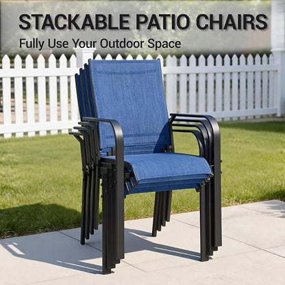 Patio Dining Chairs Set of 4, All-Weather High Back Textilene Stackable Chairs - Image 7