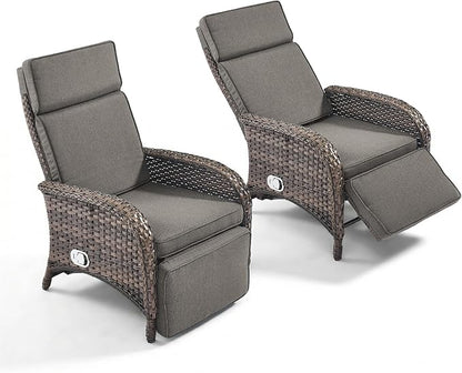 Zero Gravity Wicker Patio Recliner Chairs Set of 2 - Image 7