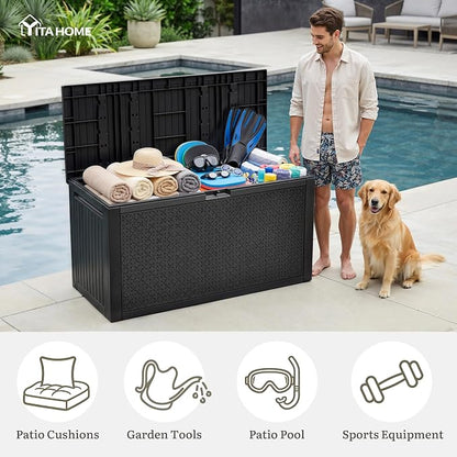 YITAHOME 95 Gallon Large Outdoor Deck Box | Lockable Waterproof Resin Storage - Image 6