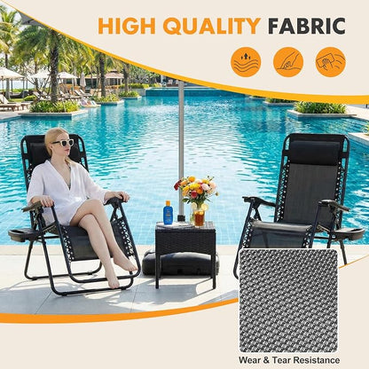 NEWBULIG Zero Gravity Chairs Set of 2, Lounge Chair Folding Portable Adjustable - Image 5