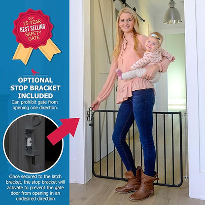 Cardinal Gates MG15 Auto-Lock Baby Gate for Stairs- Adjustable Indoor Dog Gate - Made of Aluminum to Ensure Kids & Pets Safety - 26.5 to 40.5 Inches Wide - Black - USA Based Company