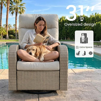 Oversized Wicker Outdoor Swivel Glider Recliner - Image 6