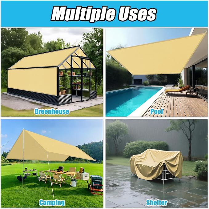 Amagenix Custom Size Waterproof Shade Cloth, 95% UV Block Tarp Cover - Image 7