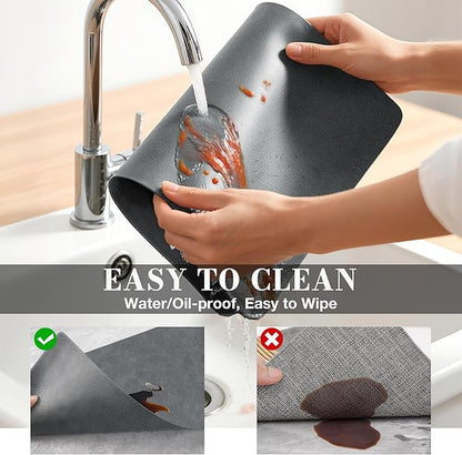 Roxifina Faux Leather Placemats Set of 4 - Vinyl Placemats Wipeable Waterproof Oil-Proof PU Place Mats Heat Resistant Reversible Table Mats for Dining, Kitchen, Outdoor, 12 x 17 Inch (Gray)