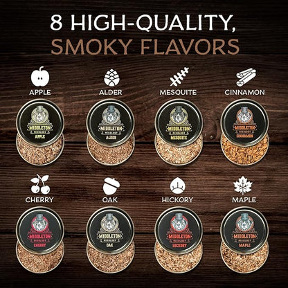 SmokeTop 8 Pack of Wood Chips - Cocktail Smoker Chips for Old Fashioned Cocktails, Whiskey, & Bourbon - Made in The USA - by Middleton Mixology