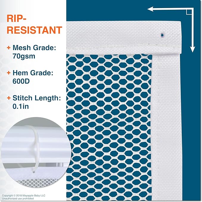 Roving Cove Stair Banister Guard 5ft x 3ft, Railing Safety Net for Baby Proofing, Child Safety Stairway Cover, Balcony Mesh Netting, Pearl White