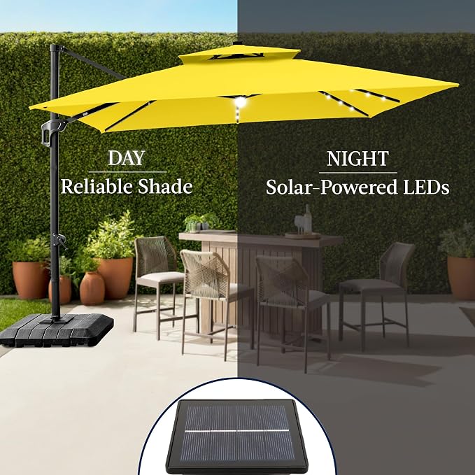 Best Choice Products 9x12ft LED Cantilever Patio Umbrella w/Base Included & - Image 6