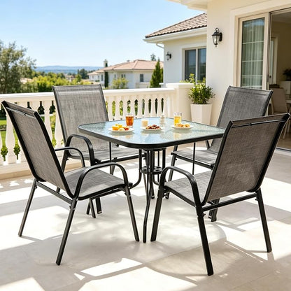 Patio Dining Table for 4 with Umbrella Hole | Outdoor 5 Piece Dining Set 36" x - Image 6