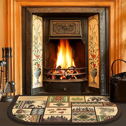 Demissle Cabin Fireplace Hearth Rug Fireplace Mats Cabin Southwestern Fireproof Rug Fire Resistant Mat for Wood Stove Floor for Kitchen Indoor Outdoor(24 x 59 Inch,Vintage)