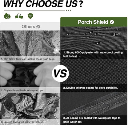 Porch Shield 34W x 24D x 46H inch Premium Gas Grill Cover Up to 32 inch, Waterproof and Fade Resistant 600D BBQ Covers for Weber, Brinkmann, Char-Broil and More, Black