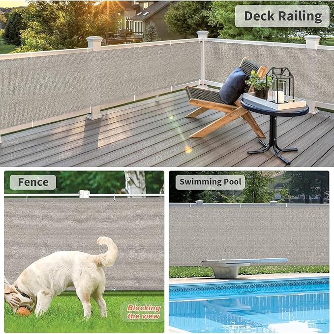 LOVE STORY Balcony Privacy Screen, 3.3'x19.7' Deck Shield Screen Fence Cover,UV Protection and Weather-Resistant,3 FT Height for Deck, Patio, Backyard, Outdoor Pool, Porch, Railing, Gray