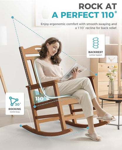 Oversized Outdoor Rocking Chairs Set of 2, 380lbs Heavy-Duty Large Patio Rocker - Image 5