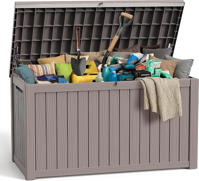 ROJIK Outdoor Storage Housing Deck Box, Waterproof Patio Furniture, Garden Tools by ROJIK