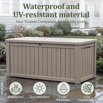 180 Gallon Resin Deck Box, Waterproof Lockable Outdoor Storage Box Container - Image 4