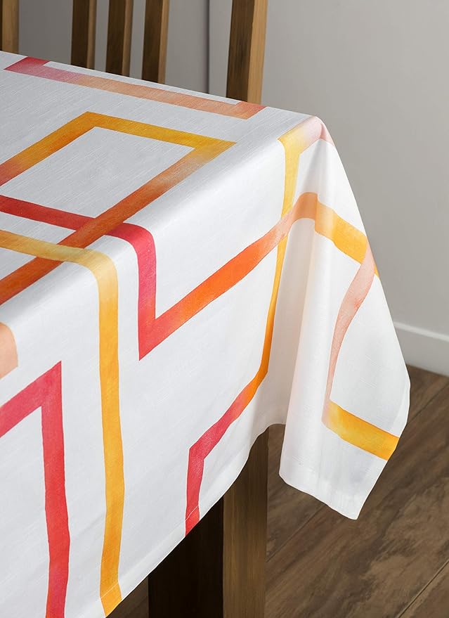 Maison d' Hermine Table Cloth Square Table 100% Cotton 54 x 54 Inches Tablecloth Reusable Decorative Everyday Use for Dining Room, Farmhouse, Home, Party, Festive & Wedding Spring Summer - Summer Maze